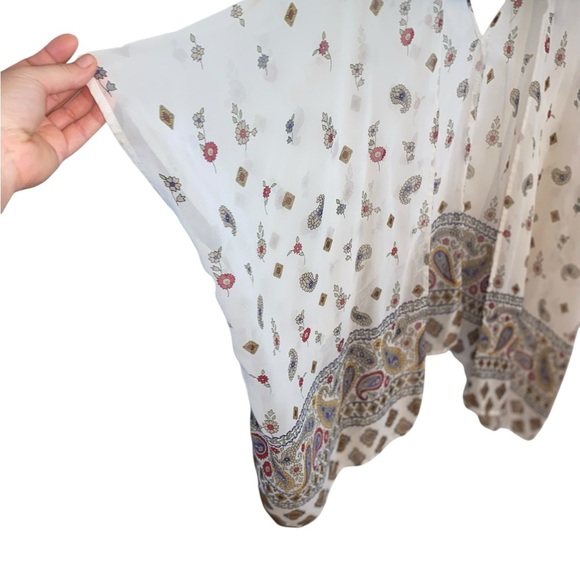 Urban Outfitters Ecote cream Boho Western White Paisley Kimono Shawl - Picture 9 of 14